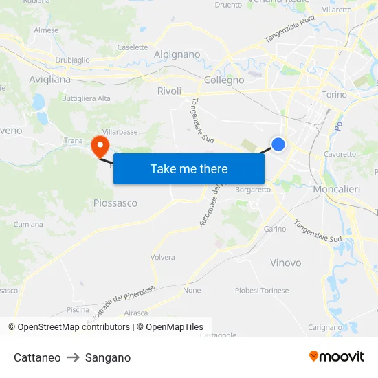 Cattaneo to Sangano map