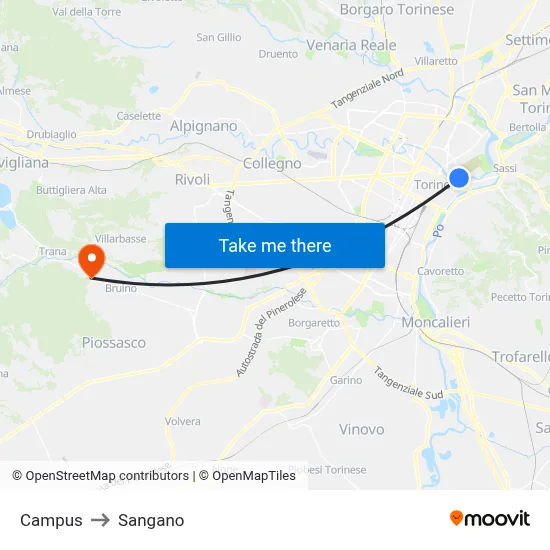 Campus to Sangano map