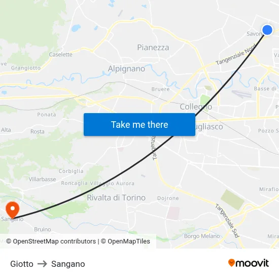 Giotto to Sangano map