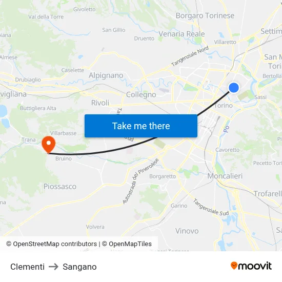 Clementi to Sangano map