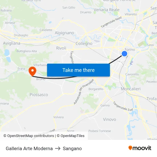 Modern Art Gallery to Sangano map