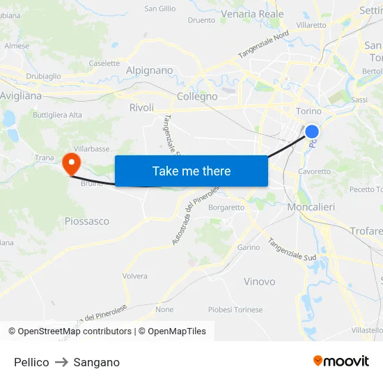 Pellico to Sangano map