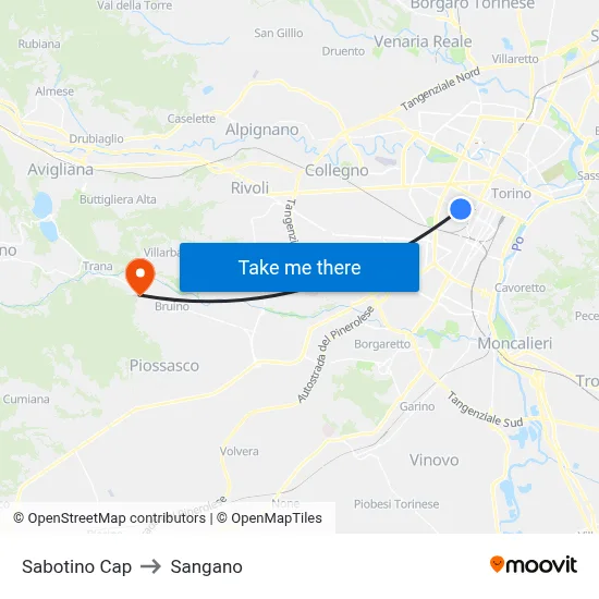 Sabotino Terminal to Sangano map