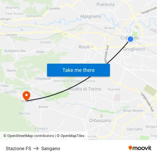 Railway Station to Sangano map