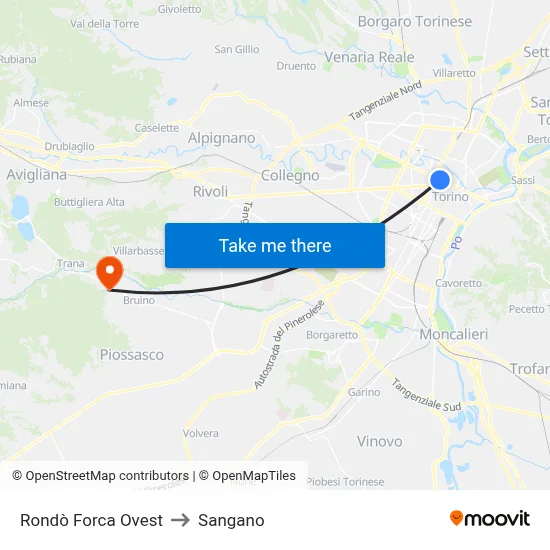 Rondo Forca West to Sangano map