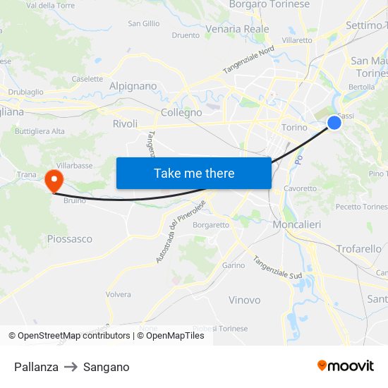 Pallanza to Sangano map