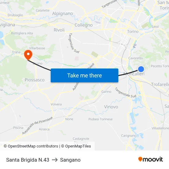 Santa Brigida No.43 to Sangano map