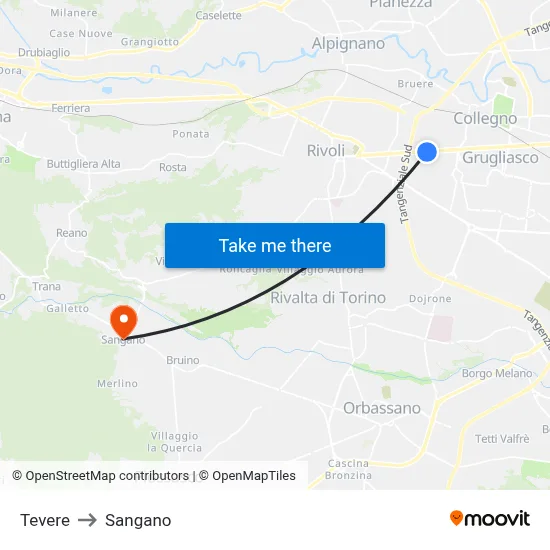 Tevere to Sangano map