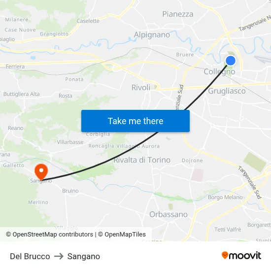 Del Brucco to Sangano map