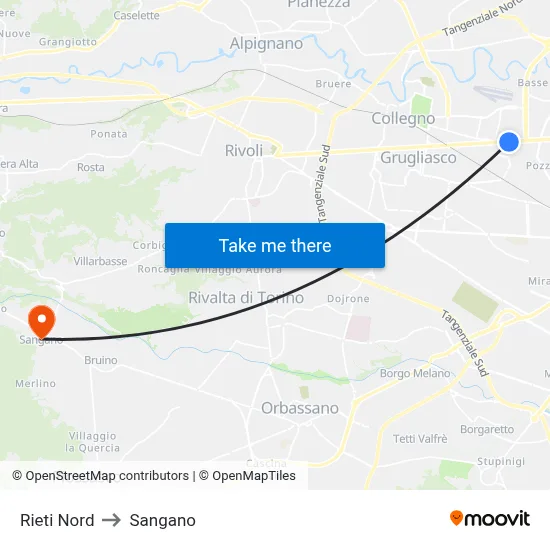 North Rieti to Sangano map