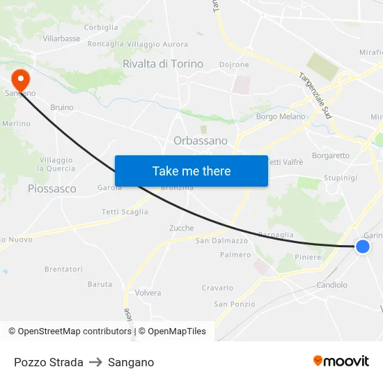 Pozzo Strada to Sangano map