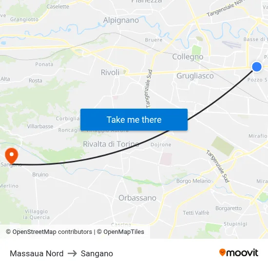Massaua North to Sangano map
