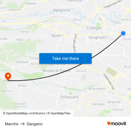 Marche to Sangano map