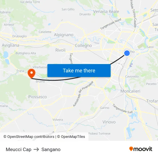 Meucci Cap to Sangano map