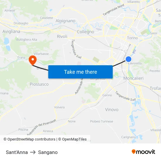 Sant'Anna to Sangano map