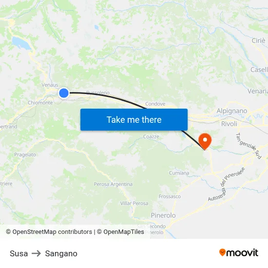 Susa to Sangano map