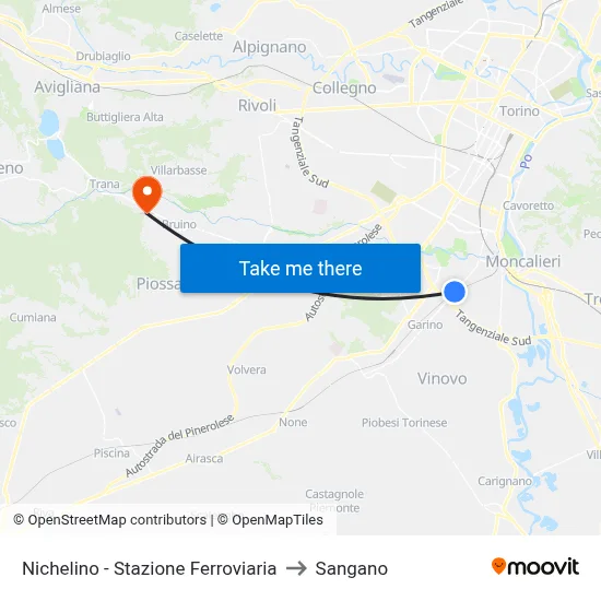 Nichelino - Railway Station to Sangano map