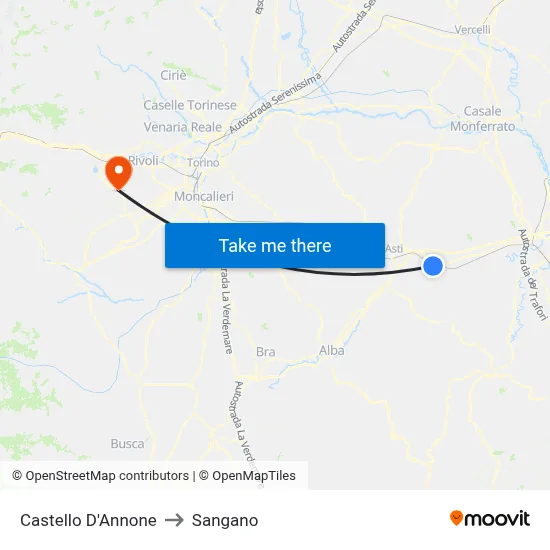 Castello D'Annone to Sangano map