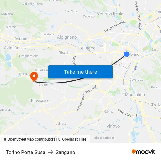 Turin Porta Susa to Sangano map