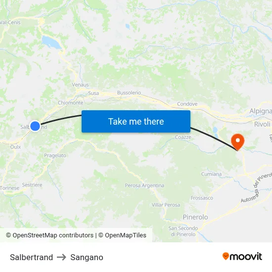 Salbertrand to Sangano map