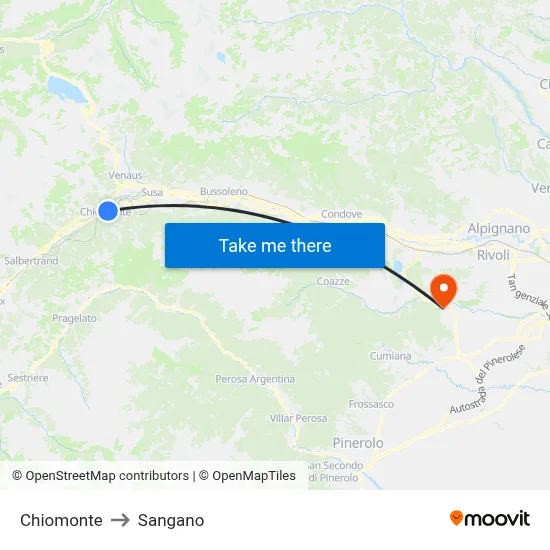 Chiomonte to Sangano map