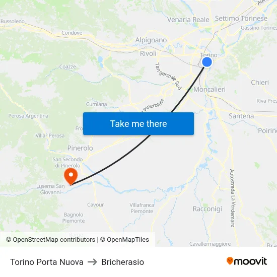 Turin Porta Nuova to Bricherasio map