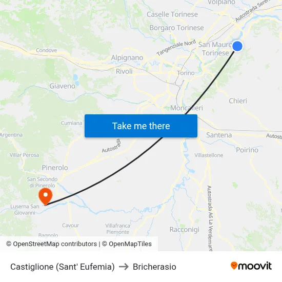 Castiglione (Saint Euphemia) to Bricherasio map
