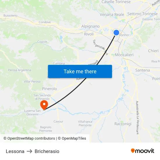 Lessona to Bricherasio map