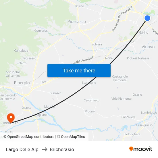 Alps Square to Bricherasio map