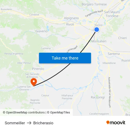 Sommeiller to Bricherasio map
