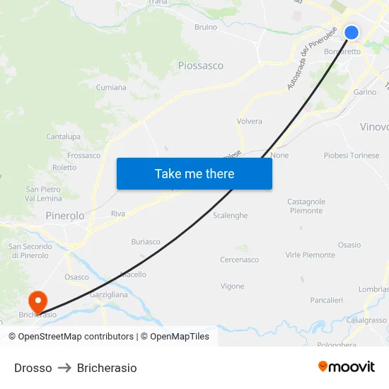 Drosso to Bricherasio map