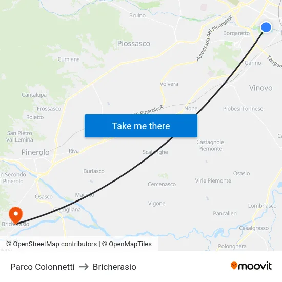 Colonnetti Park to Bricherasio map