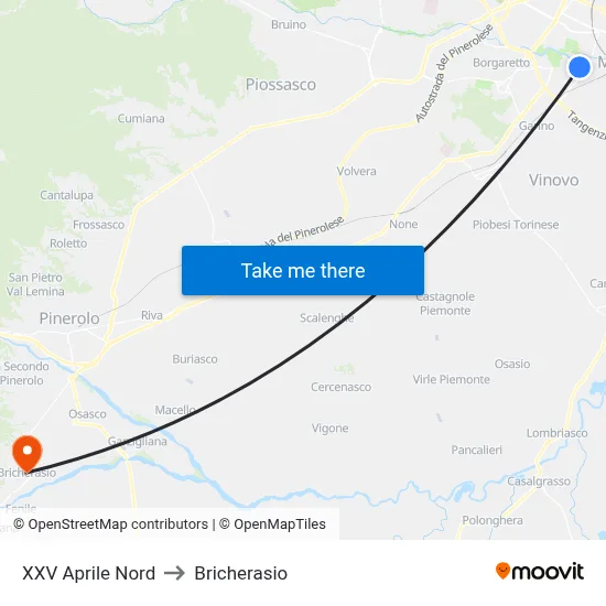 XXV April North to Bricherasio map
