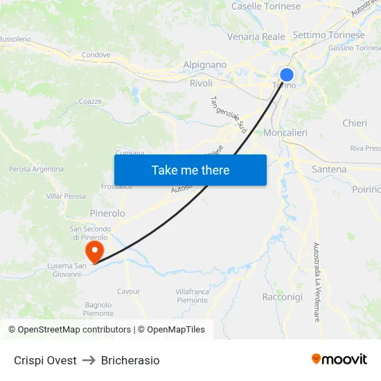 Crispi West to Bricherasio map