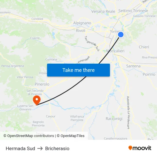 South Hermada to Bricherasio map