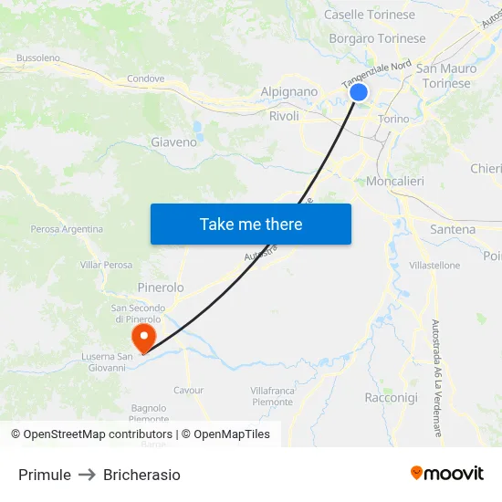 Primule to Bricherasio map