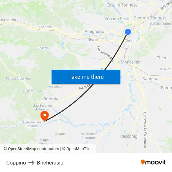 Coppino to Bricherasio map