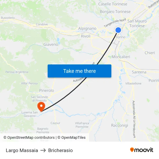 Largo Massaia to Bricherasio map