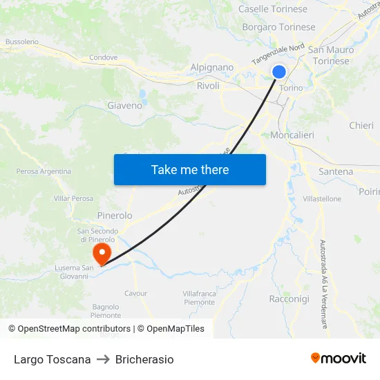 Tuscany Square to Bricherasio map
