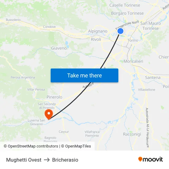 West Mughetti to Bricherasio map