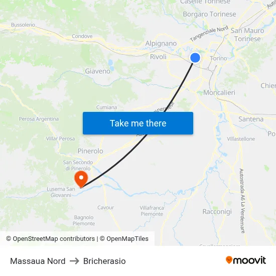Massaua North to Bricherasio map