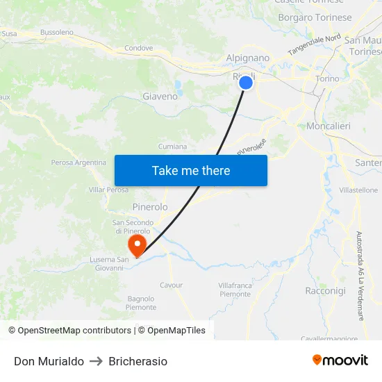 Don Murialdo to Bricherasio map