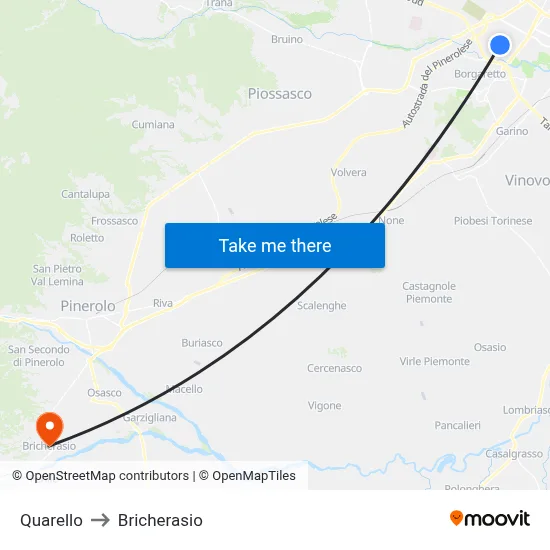 Quarello to Bricherasio map