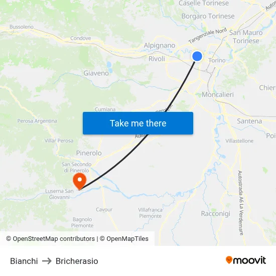 Bianchi to Bricherasio map