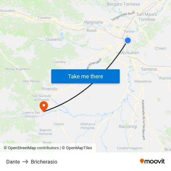 Dante to Bricherasio map