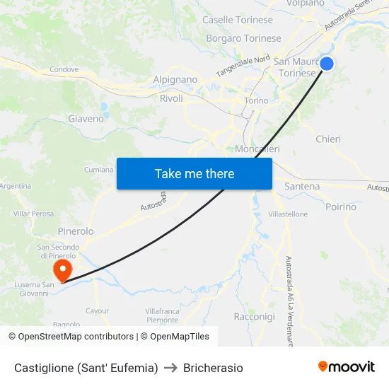 Castiglione (Saint Euphemia) to Bricherasio map