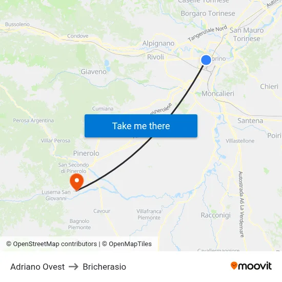 Adriano West to Bricherasio map
