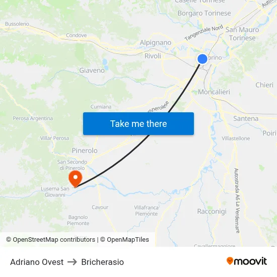Adriano West to Bricherasio map