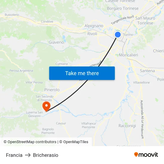 France to Bricherasio map