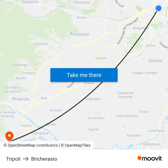 Tripoli to Bricherasio map